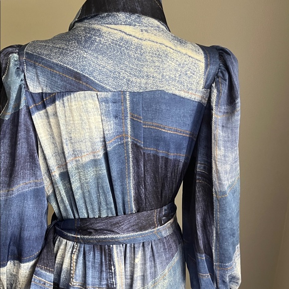 Good Time USA  Blue Plaid Long Sleeve Maxi Dress Size M - Picture 12 of 15